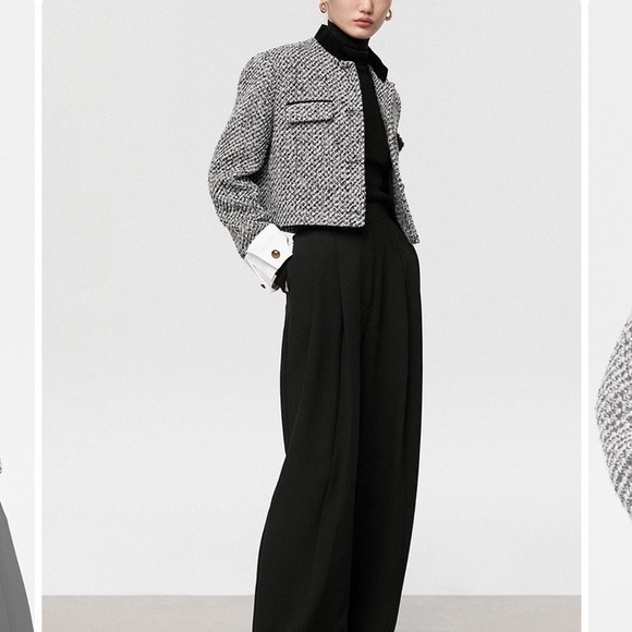 Tweed & Boucle Black and White Tweed Jacket with Gold Button Detail - Picture 4 of 13